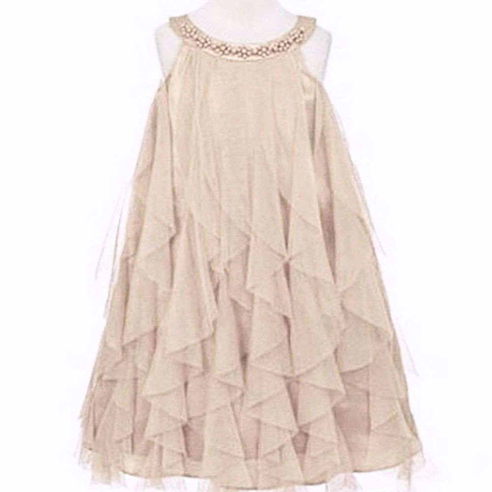 🧚‍♀️Yaya Fairies Champagne Girl's Waterfall Dress🧚‍
